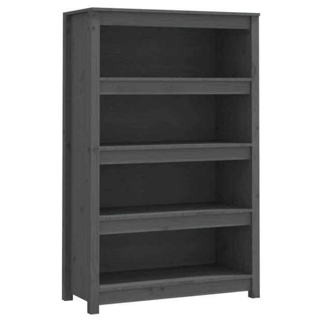 Berkfield Home Book Cabinet Grey 80x35x126 cm Solid Wood Pine - Size: 80 x 35 x 126 cm - image 1