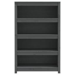 Berkfield Home Book Cabinet Grey 80x35x126 cm Solid Wood Pine - Size: 80 x 35 x 126 cm - thumbnail 5