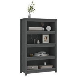 Berkfield Home Book Cabinet Grey 80x35x126 cm Solid Wood Pine - Size: 80 x 35 x 126 cm - thumbnail 4
