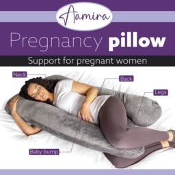 Aamira Women's Pregnancy Pillow Memory Foam U Shaped Maternity Support Pillow Grey in Dark Grey - thumbnail 2
