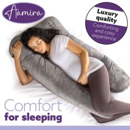 Aamira Women's Pregnancy Pillow Memory Foam U Shaped Maternity Support Pillow Grey in Dark Grey - thumbnail 3