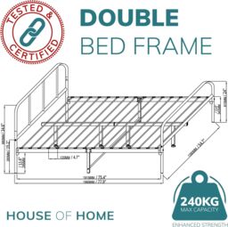 House of Home Double Size Bed Frame Metal Rounded Headboard Easy Assembly Bed Base Storage in Black - thumbnail 2