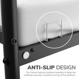 House of Home Double Size Bed Frame Metal Rounded Headboard Easy Assembly Bed Base Storage in Black - thumbnail 4