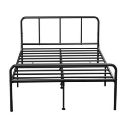 House of Home Double Size Bed Frame Metal Rounded Headboard Easy Assembly Bed Base Storage in Black - thumbnail 5