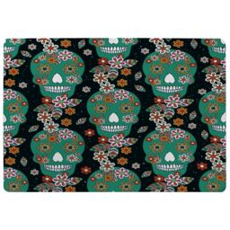 Benjamin Tate Design Embroidery Colorful Simplified Ethnic Flowers & Skull Pattern Rug in Natural - Size: Large - thumbnail 1