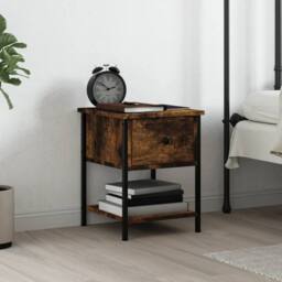 Berkfield Home Elegant Bedside Table Smoked Oak 34x35.5x45 cm Engineered Wood in Brown - thumbnail 2