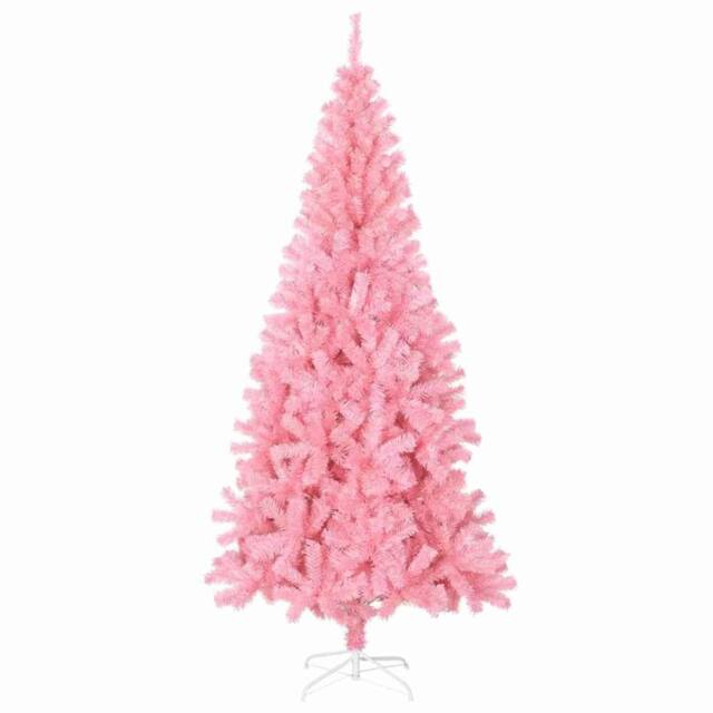 Berkfield Home Lush Christmas Tree with 300 LEDs with Stand Pink 180 cm PVC - image 1