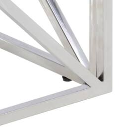Berkfield Home White Coffee Table Silver Stainless Steel & Tempered Glass - thumbnail 6