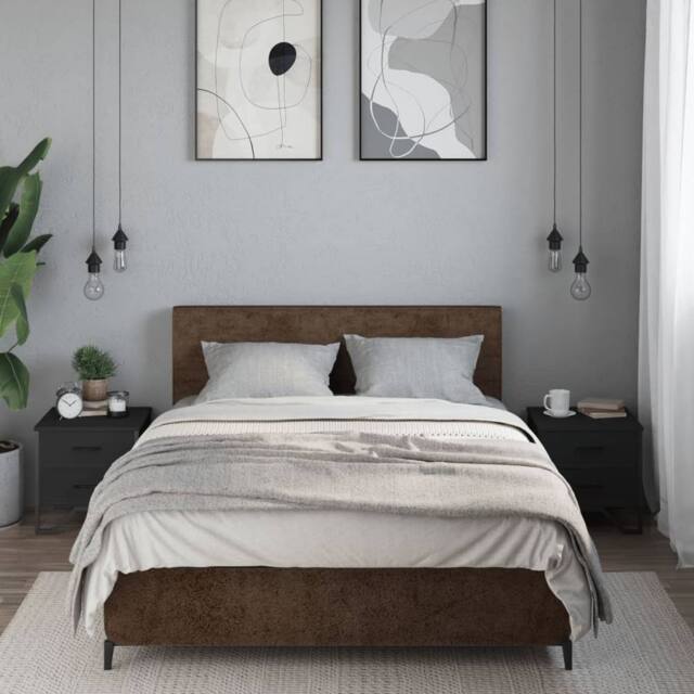 Berkfield Home Modern Bedside Cabinets 2 pcs Black 40x41x40 cm Engineered Wood - Size: 40 x 41 x 40 cm - image 1