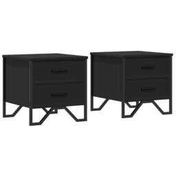 Berkfield Home Modern Bedside Cabinets 2 pcs Black 40x41x40 cm Engineered Wood - Size: 40 x 41 x 40 cm - thumbnail 3