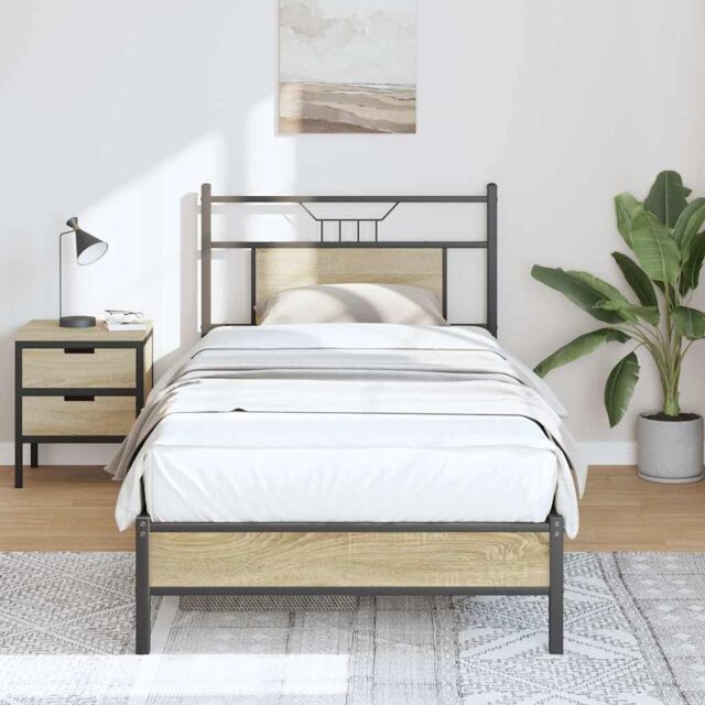 Berkfield Home Bed Frame without Mattress Sonoma Oak 80x200 cm Engineered Wood in Brown - image 1