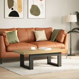 Berkfield Home Coffee Table NOAIN U-Shaped Legs 120x60x40 cm Solid Wood Pine in Brown - Size: 120 x 60 x 40 cm - thumbnail 2