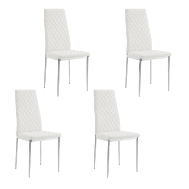 Home Detail Sona Faux Leather Dining Chair Set of 6, Grey with Silver Legs in White - Size: 6 Pack - image 1