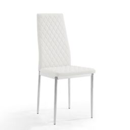 Home Detail Sona Faux Leather Dining Chair Set of 6, Grey with Silver Legs in White - Size: 6 Pack - thumbnail 2