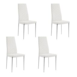 Home Detail Sona Faux Leather Dining Chair Set of 6, Grey with Silver Legs in White - Size: 6 Pack - thumbnail 1