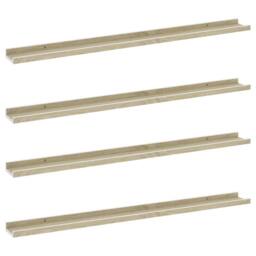 Berkfield Home Wall Shelves 4 pcs White & Sonoma Oak 100x9x3 cm in Light Beige - Size: 100 x 9 x 3 cm - thumbnail 1