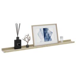 Berkfield Home Wall Shelves 4 pcs White & Sonoma Oak 100x9x3 cm in Light Beige - Size: 100 x 9 x 3 cm - thumbnail 3