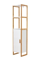 H&O Direct 4-Tier Single-door Tall Bathroom Storage Cabinet with L-shaped Corner Brace in White - thumbnail 3