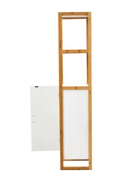H&O Direct 4-Tier Single-door Tall Bathroom Storage Cabinet with L-shaped Corner Brace in White - thumbnail 5