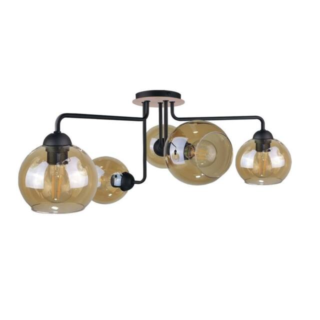 Netlighting Monde Multi Arm Semi Flush Ceiling Light Wood 70cm 5x E27 in Brown