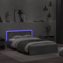 Berkfield Home Bed Frame with Headboard & LED Concrete Grey 140x200 cm - thumbnail 3