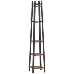 Wyld Haus Kareva 4 Tier Industrial Coat Stand Shelves & Hooks Rustic Brown - thumbnail 2