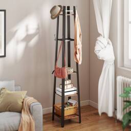 Wyld Haus Kareva 4 Tier Industrial Coat Stand Shelves & Hooks Rustic Brown - thumbnail 8