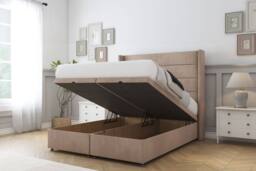 "Comfort Beds Milano Naples Ottoman Bed Base-54"" Wingback Headboard in Light Brown - Size: King" - thumbnail 2