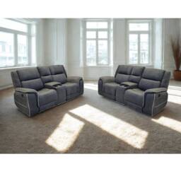 Furniture 786 Hannah Fabric Electric Recliner 3 & 2 Seater Sofa Set in Grey - thumbnail 1