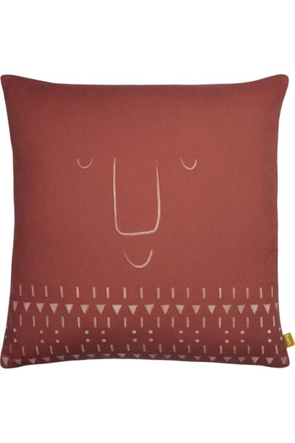 Furn Pacha Abstract Face Geometric Cushion in Terracotta - Size: 43 cm x 43 cm - image 1