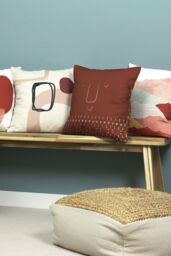 Furn Pacha Abstract Face Geometric Cushion in Terracotta - Size: 43 cm x 43 cm - thumbnail 5