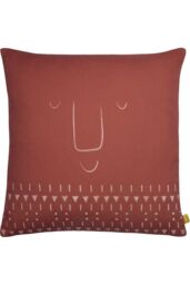 Furn Pacha Abstract Face Geometric Cushion in Terracotta - Size: 43 cm x 43 cm - thumbnail 1