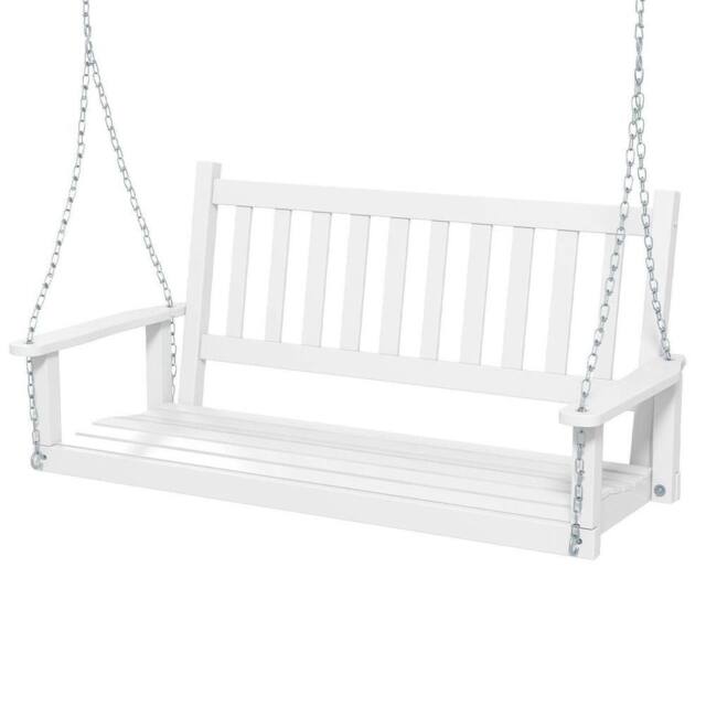 Kelvenix 2-Person Wooden Outdoor Porch Swing in White - Size: 0.6m2 - image 1
