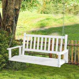 Kelvenix 2-Person Wooden Outdoor Porch Swing in White - Size: 0.6m2 - thumbnail 4