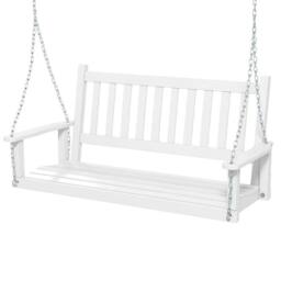 Kelvenix 2-Person Wooden Outdoor Porch Swing in White - Size: 0.6m2