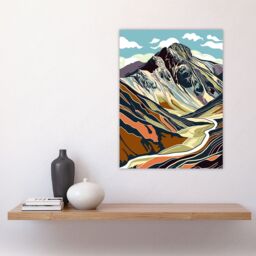 "Artery8 Stylised Scafell Pike Mountain Hiking Cambria Wall Art Print - Size: W24"" x H32""" - thumbnail 4