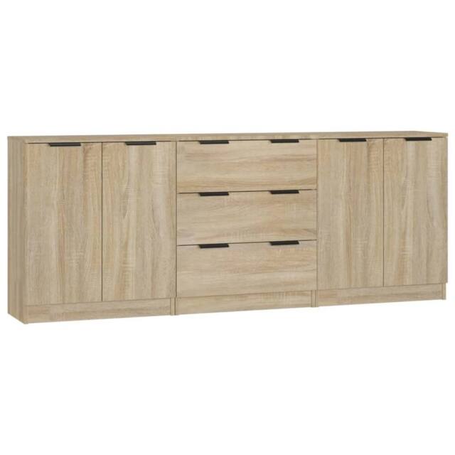 Berkfield Home 3 Piece Sideboards Sonoma Oak Engineered Wood in Light Tan - image 1