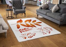 Benjamin Tate Design Orange Autumn Leaves Rug in Natural - Size: Large - thumbnail 2