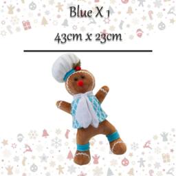 VFM e-Store Christmas Standing Gingerbread Decoration 43cm x 23cm Blue X 1 - Size: 43 cm x 23 cm - thumbnail 2