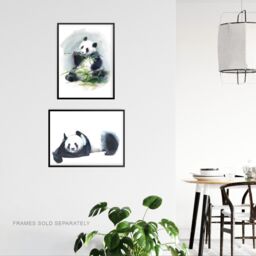 Artery8 Wall Art Print Giant Panda Bamboo Set Of 2 s Bathroom Bedroom Aesthetic Watercolour A4 - thumbnail 3