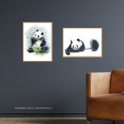 Artery8 Wall Art Print Giant Panda Bamboo Set Of 2 s Bathroom Bedroom Aesthetic Watercolour A4 - thumbnail 2