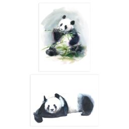 Artery8 Wall Art Print Giant Panda Bamboo Set Of 2 s Bathroom Bedroom Aesthetic Watercolour A4 - thumbnail 1