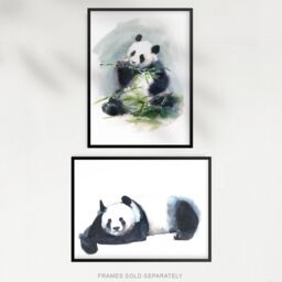 Artery8 Wall Art Print Giant Panda Bamboo Set Of 2 s Bathroom Bedroom Aesthetic Watercolour A4 - thumbnail 5
