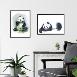 Artery8 Wall Art Print Giant Panda Bamboo Set Of 2 s Bathroom Bedroom Aesthetic Watercolour A4 - thumbnail 6