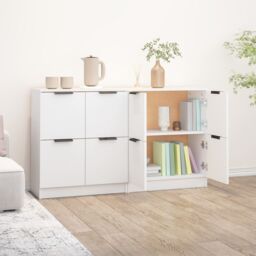 Berkfield Home Sideboards 2 pcs White 60x30x70 cm Engineered Wood - Size: 60 x 30 x 70 cm - thumbnail 5