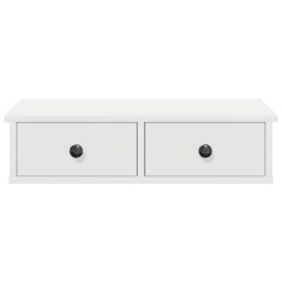 Berkfield Home Wall Shelf with Drawers White 60x25x15 cm Engineered Wood - Size: 60 x 25 x 15 cm - thumbnail 4