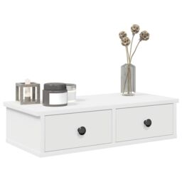 Berkfield Home Wall Shelf with Drawers White 60x25x15 cm Engineered Wood - Size: 60 x 25 x 15 cm - thumbnail 3