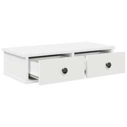Berkfield Home Wall Shelf with Drawers White 60x25x15 cm Engineered Wood - Size: 60 x 25 x 15 cm - thumbnail 7