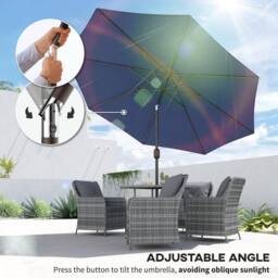 OUTSUNNY 3(m) Garden Umbrella Outdoor Sunshade Canopy w/ Tilt & Crank Navy - thumbnail 4