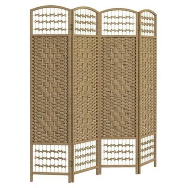 NESTLUNE 4 Panel Folding Room Divider, Freestanding Privacy Screen in Natural - image 1